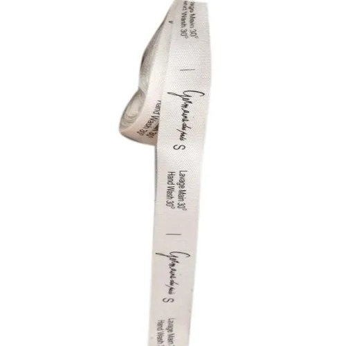 Printed Cotton Garment Label - Color: White (Base)