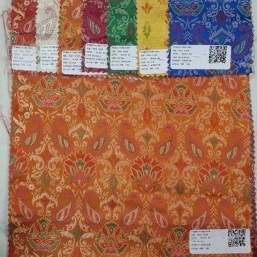 Printed Silk Fabric - 100% Raw Silk, 54 Inch, Multicolour Knitted, Shrink-Resistant, Washable, Vibrant Fade-Resistant Prints, Lightweight, Breathable