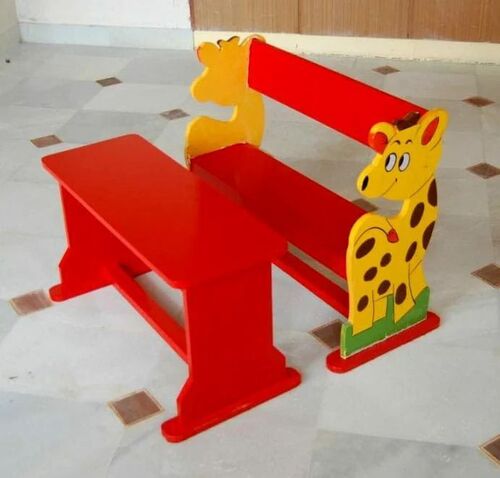 2 Seater Preschool Desk Bench - Wood, Standard, Red | Durable, Eco-Friendly, Indoor Furniture