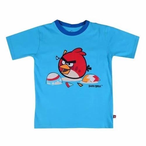 Boys Round Neck T-Shirt - Cotton Blend, Regular Fit, Sky Blue | Printed, Half Sleeves, Quick Dry, Comfortable Fit