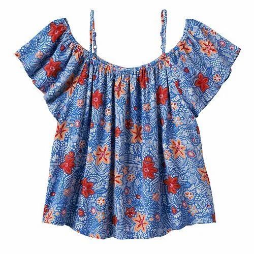 Girls Printed Top - Cotton, Various Sizes, Multi Color | Breathable, Quick Dry, Comfortable Fit