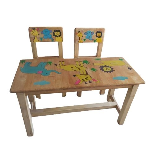 Play School Chair Table - Wood Standard Size Brown | Durable Eco-Friendly Stylish