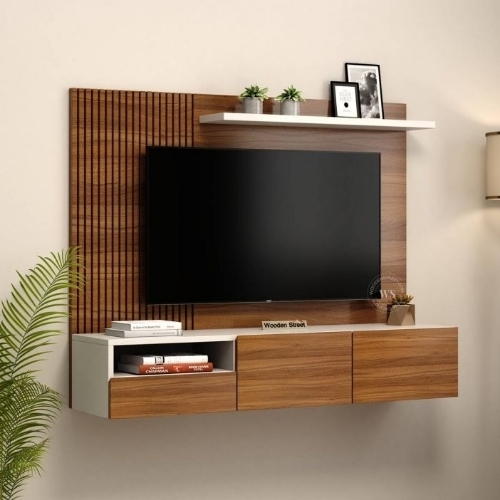 Wooden TV Unit - Wood Standard Size Brown | Durable Eco-Friendly Long Lasting Termite Free