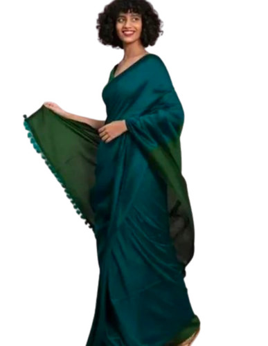 Contrast Khadi Cotton Saree - Color: Multi Color