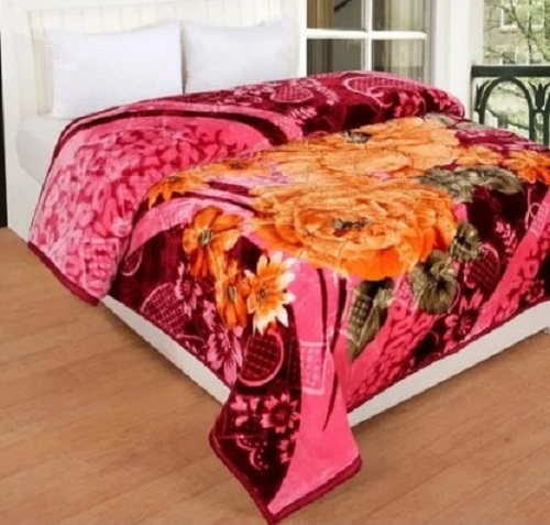 Floral Mink Blanket - Full Size, Various Colors, Printed Pattern | Allergy-Friendly, Neat Finishing, Pocket Friendly