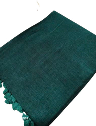 Green Khadi Cotton Saree - 6m Length, Green, Plain | Lightweight, Soft, Comfortable, Breathable