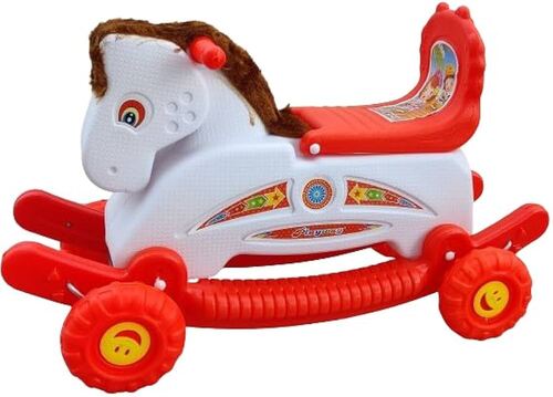 Kids Horse Mangolian Ride On Toys Pr-19 - Plastic Standard Red & White, Manual Operation, Eco Friendly, Stylist