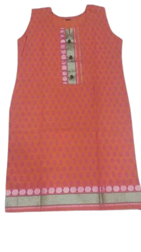 Ladies Sleeveless Cotton Kurti - Regular Fit, Red, Printed | Anti UV, Quick Dry, Comfortable Fit, Plus Size