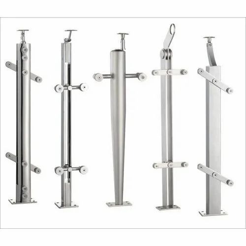 Plain Railing Baluster - Stainless Steel, 34 Inch Height, 1.5 Inch Diameter, Silver | Industrial Mounted Floor Use