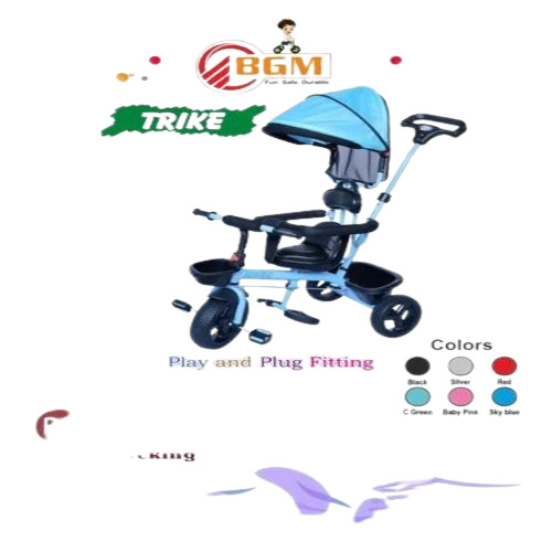 Portable Kids Tricycle - Iron Frame, Standard Size, Plastic Rims | Easy To Assemble, For Ages 2-3 Years