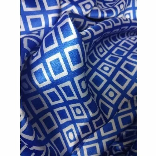 Printed Satin Fabric - 100% Satin 35-36 Inch Blue & White, Anti-Wrinkle Fast Dry Shrink Resistant