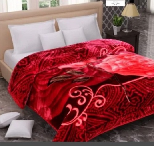 Red Printed Soft Blankets - Full Size Red, Printed | Fade-Proof Fabric, Suitable for Travel & Home