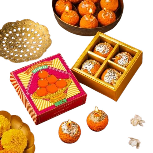 Soy Wax Ladoo Candles - 120g, Acrylic Container, Single Cotton Wick | Handmade, Scented, Eco-Friendly, Lightweight, Round Shape