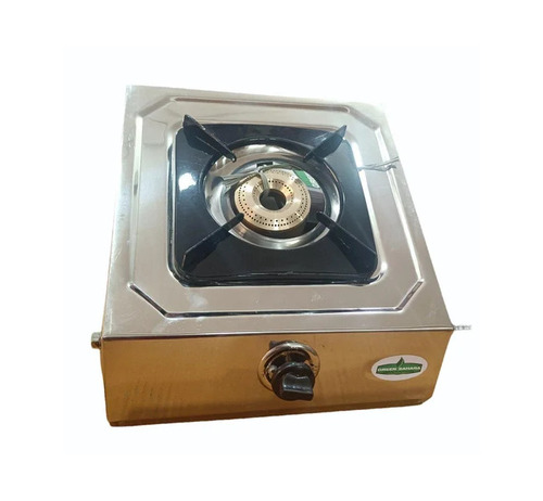 1 Burner LPG Gas Stove - Brass Burner, Stainless Steel Body, Manual Ignition, Polished Finish | Easy to Use, Kitchen Use