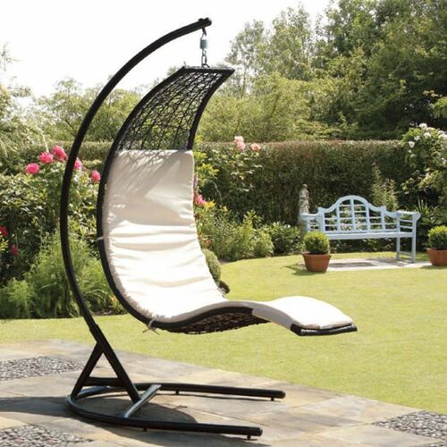 Black Ms Hanging Swing Chair - Steel, Standard Size, Black & White | Durable, Eco-Friendly, Easy to Clean, Long Lasting