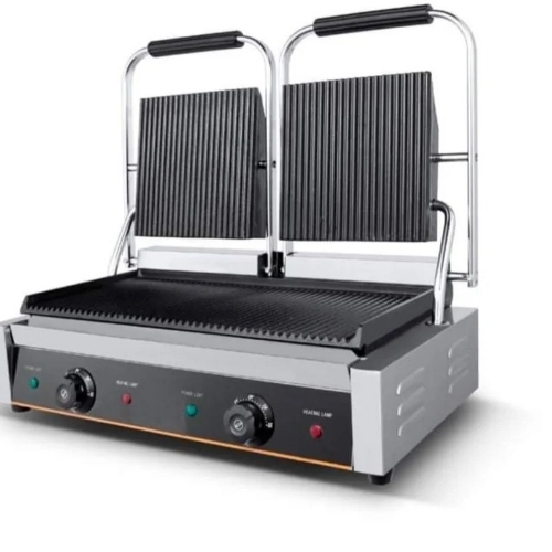 Double Sandwich Griller - Stainless Steel, Standard Size, Silver, Semi Automatic | Durable, Long Lasting, Electric