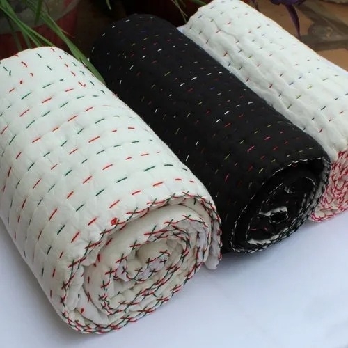 Reversible Hand Dyed Kantha Soft Cotton Baby Quilt