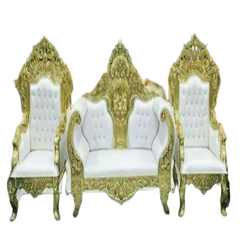 Wedding Sofa Set - Solid Wood 4.5 Feet White Glossy Polished Finish Durable Easy Clean