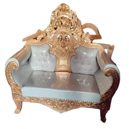 Wedding Wooden Sofa - Solid Wood 5.5 Feet White, Polished Finish, Durable, Easy to Clean