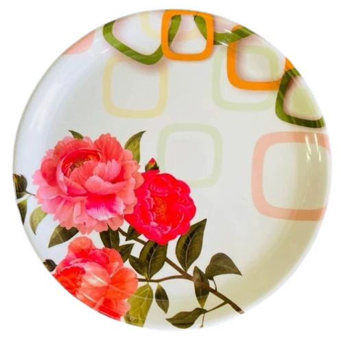 11 Inch Printed Melamine Dinner Plate - Melamine, 11 Inch, White Base | Durable, Fine Finished, Lightweight, Glossy Surface