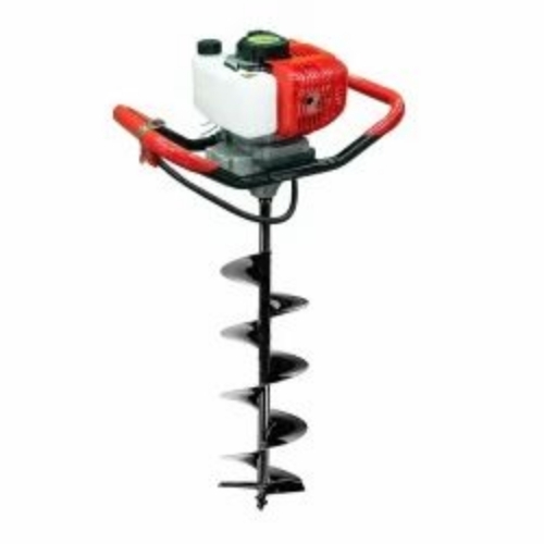 6800cc Earth Auger - Steel, 6 Inch Diameter, Red Single Flight, Manual Drive | Electric Powered, Industrial Use
