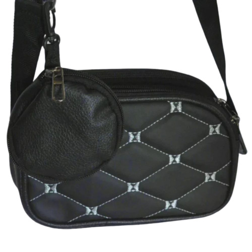 Black Synthetic Sling Bag