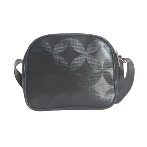 Faux Leather Sling Bag - Faux Leather, Customized Size, Black | Shoulder Handles, Zipper Lock System, Durable and Comfortable