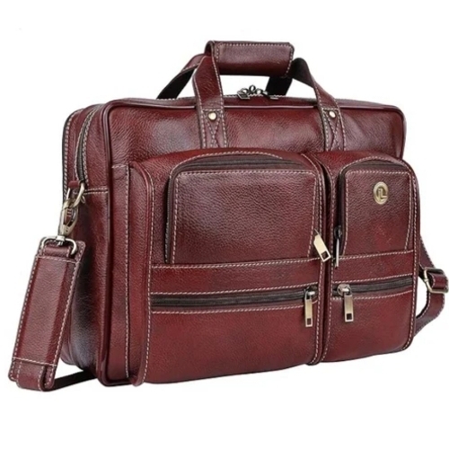 Genuine Leather Laptop Office Bags - Full Grain Leather, 16 Inch, Brown | Waterproof, Handle Bags, Men's Office Use