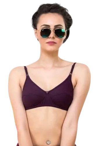 Girls Bra - Hosiery Material, Sizes S-XXXL, Purple, Non-Padded, Quick Dry, Thin Shoulder Straps