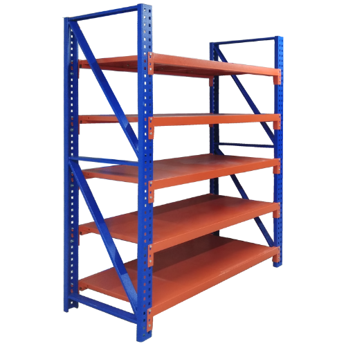 Heavy Duty Warehouse Storage Rack - Iron, Standard Size, Blue/Orange, Double Sided Shelves, Corrosion Resistant