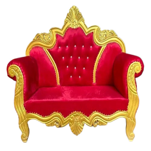 Stylish Wooden Wedding Sofa - Solid Wood, White, Polished Finish | Durable, Easy to Clean, Glossy