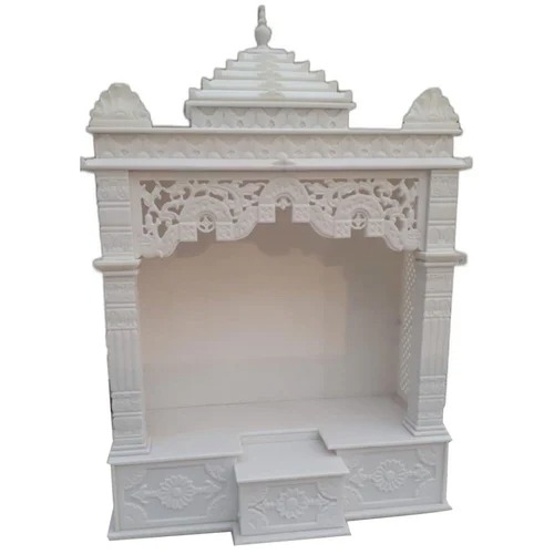 Agraia White Marble Temple - Polished White Marble, Custom Size | Handmade, Modern Design, Resin Detailing