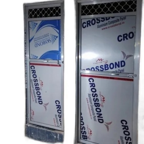 Aluminum Bathroom Door - 25mm Thickness, Custom Size, Silver | Stainless Steel Frame, PVC Profile, Finished Surface, Swing Type