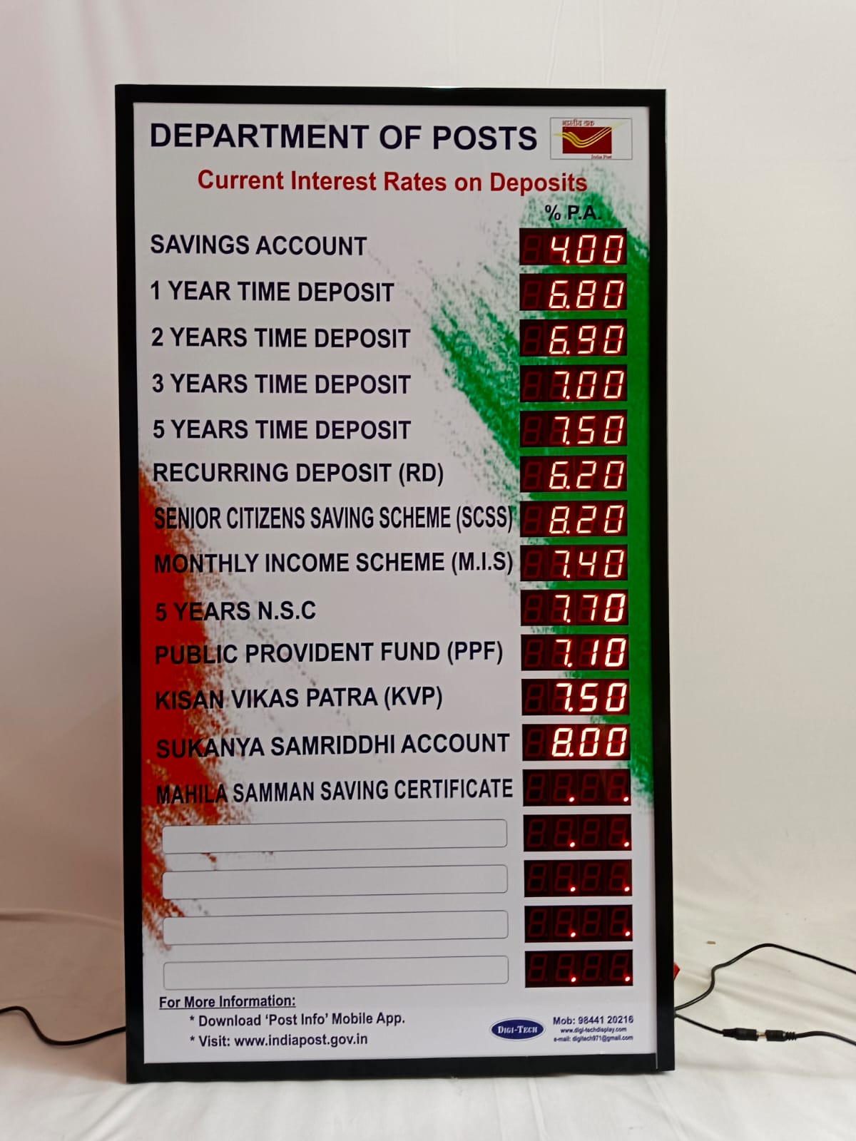 Bank Interest Display Boards - Body Material: Ms Powder Coated