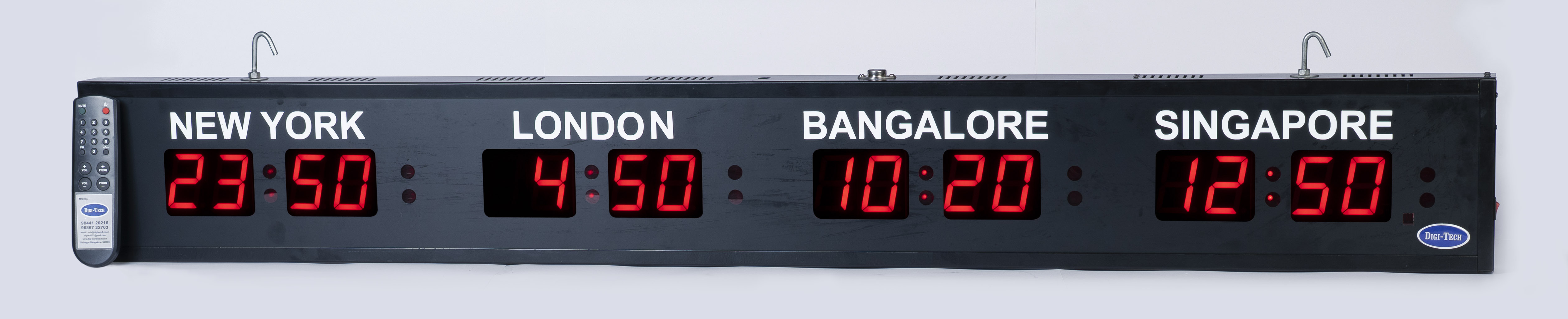 Digital International Clock - Color: Red