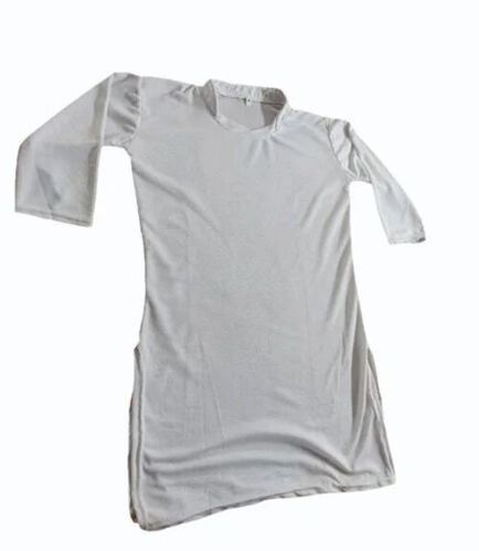 Ladies White Plain Cotton Kurti - 3/4 Sleeve Regular Fit | Breathable Anti UV Quick Dry Comfortable Fit