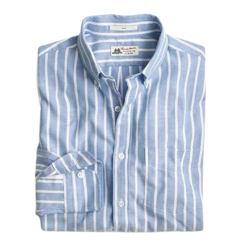 Men Cotton Shirt - Full Sleeves, Striped Blue and White, Regular Fit | Breathable, Anti UV, Quick Dry, Machine Washable