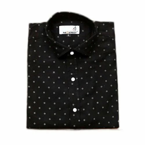 Men Dot Printed Shirt - Cotton, Full Sleeves, Black, Regular Fit | Breathable, Anti UV, Quick Dry, Comfortable Fit
