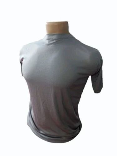 Men Grey Nylon T Shirt - 200 GSM Regular Fit Half Sleeves | Lightweight Quick Dry Breathable