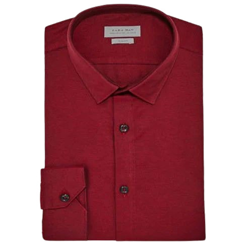 Men Plain Shirt - Cotton, Full Sleeves, Red, Regular Fit | Breathable, Anti UV, Quick Dry, Comfortable Fit
