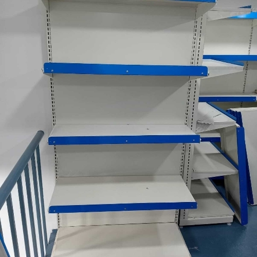 Mild Steel 5 Shelves Supermarket Rack - 4 Feet, Multicolor, Polished Surface Finish | Good Quality, Movable, Customizable Size