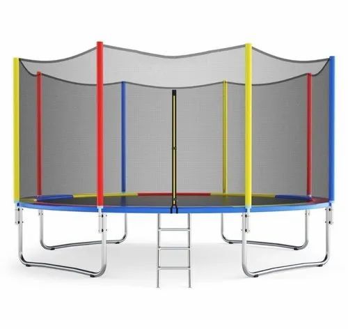 Super Strong 14 Feet Trampoline - Rubber Mild Steel, Standard, Multicolor | Comfortable, Eco Friendly