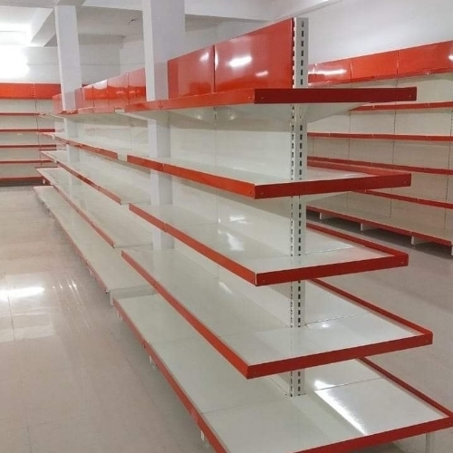 Supermarket Racks - Wooden 6 Feet White and Red, 5 Shelves, 200 Kg Capacity | Polished Surface, Multicolor
