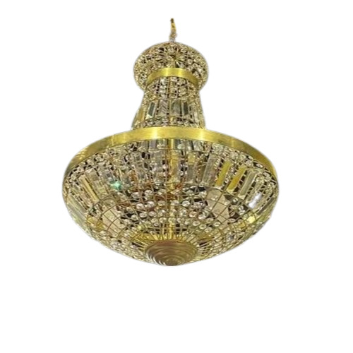 Wedding Crystal Chandelier - Glass, Gold, Polished Finish, LED Electric Light | Fancy Hanging Home Decoration