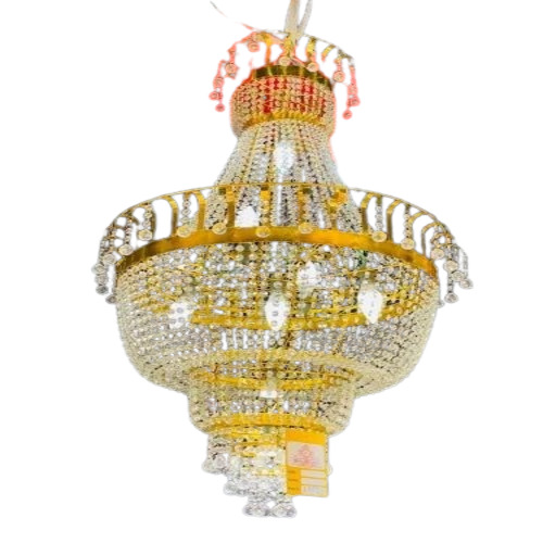 Fancy Crystal Wedding Chandelier - Glass, Gold, Polished Finish, LED Electric | Hanging Decorative Lighting