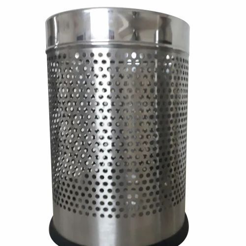 Rustpoof Ss Polished Dustbin - Stainless Steel, 10x12 Inch, Silver | Manual 8 Ltr Capacity, Open Top