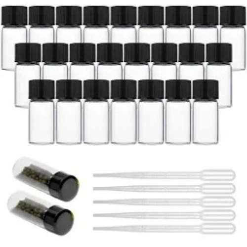 SPYLX Clear Borosilicate Glass Vials, Culture Tubes with Screw Caps and Plastic Droppers, Small Liquid Sample Vial, Test Tubes, Leak-Proof Vial (10,