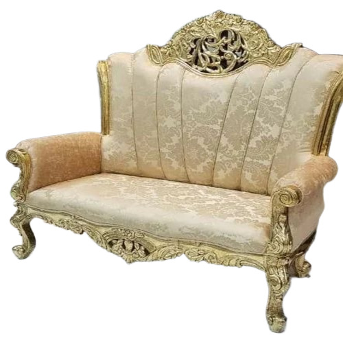 Wooden Designer Sofa - Solid Wood Foam, Golden, Indian Style | Durable, Termite Proof, Easy to Clean, Strong Flexible