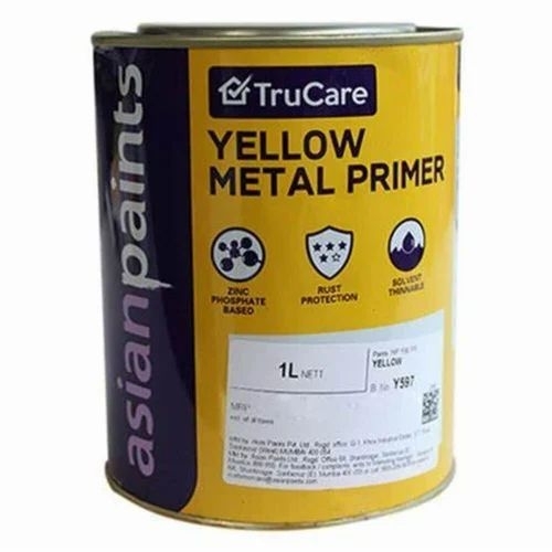 Asian Paints Trucare Yellow Metal Primer - 1 Litre Tin Smooth Finish | High Gloss Grade A Liquid Paint