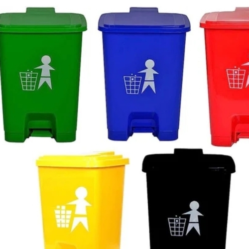 Bio Medical Waste Bins - HDPE 60 Ltr Red with Foot Pedal Lid 2 Wheels | Hospital Use